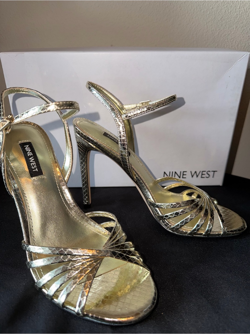 Nine West Gold Strappy High Heel Sandals